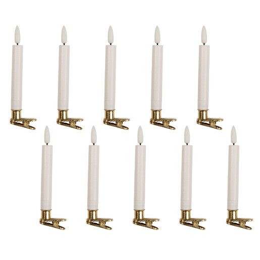 Set 10 Lumanari ornamente brad Craciun ceara alba led Ø 2x14 cm