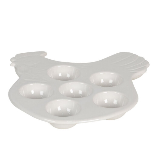 Platou 6 oua Paste din ceramica alba 13x14x3 cm