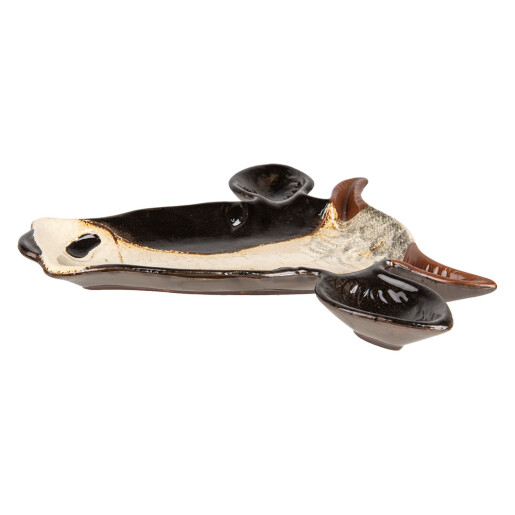 Tava decorativa Vacuta ceramica neagra bej 23x21x2 cm