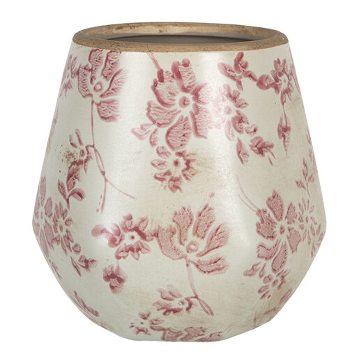 Set 2 ghivece flori ceramica bej roz 11x11 cm