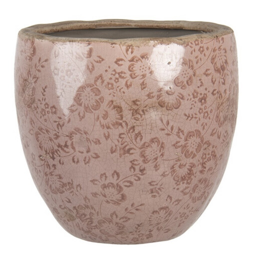 Ghiveci de flori din ceramica roz 20x19 cm