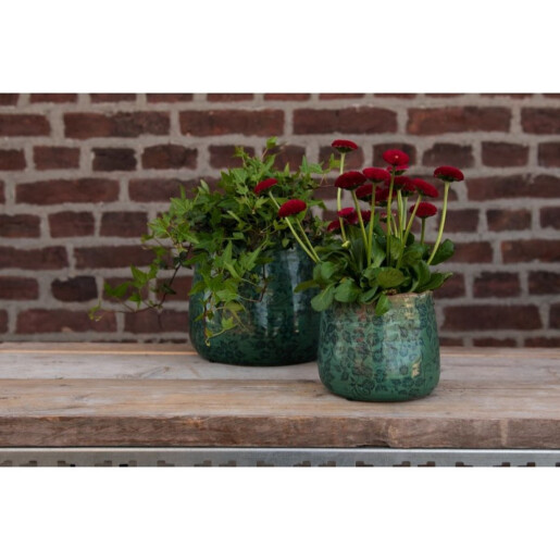 Ghiveci de flori din ceramica verde 18x16 cm