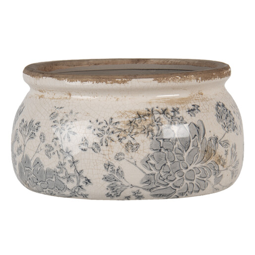Ghiveci flori ceramica bej gri Ø 16x8 cm
