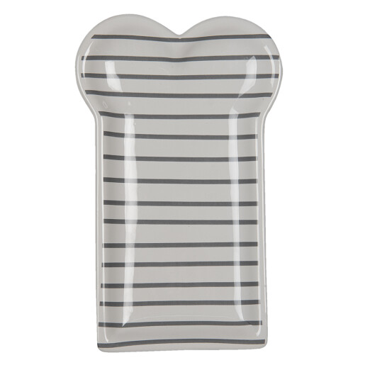 Farfurie ceramica gri alba 10x17x2 cm