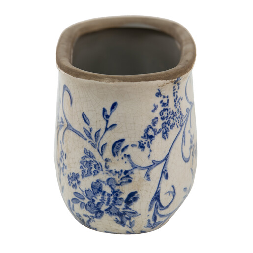 Set 2 ghivece flori ceramica alba albastra 17x9x10 cm