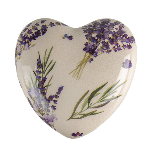 Decoratiune Inimioara lavanda ceramica 11x11x4 cm
