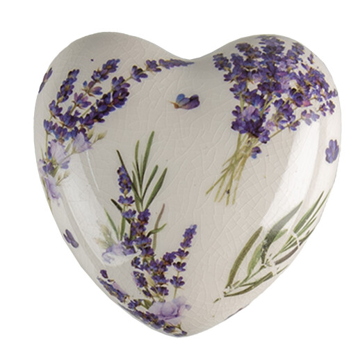 Set 2 decoratiuni Inimioara lavanda ceramica 8x8x4 cm