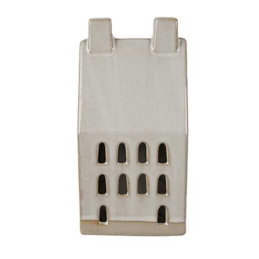 Casuta decorativa portelan bej cu led 9x8x18 cm