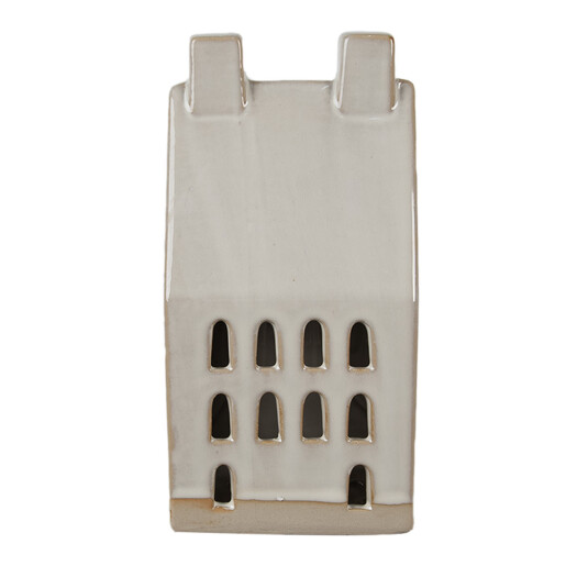Casuta decorativa portelan bej cu led 8x6x15 cm