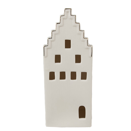 Casuta decorativa portelan bej 8x8x20 cm