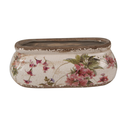 Ghiveci flori ceramica multicolora Flowers 18x7x7 cm