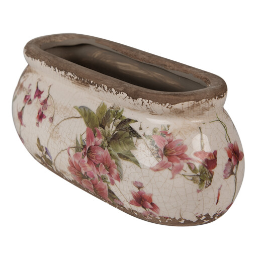 Ghiveci flori ceramica multicolora Flowers 18x7x7 cm