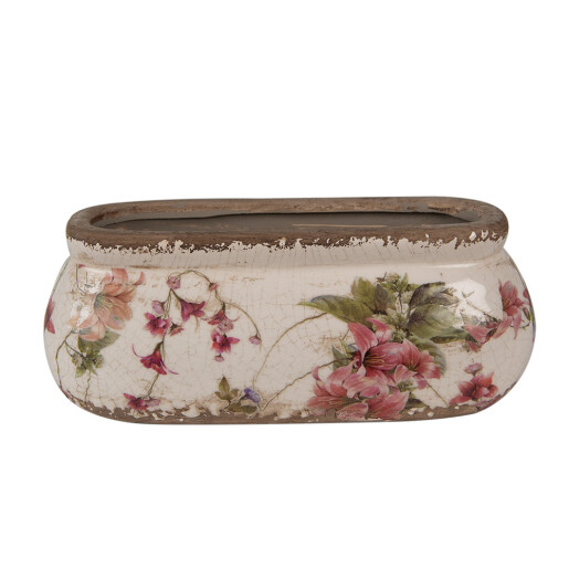 Ghiveci flori ceramica multicolora Flowers 18x7x7 cm