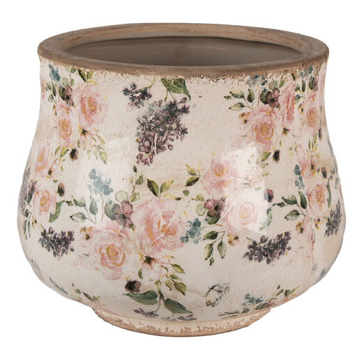 Ghiveci flori ceramica multicolora Roses 22x18 cm