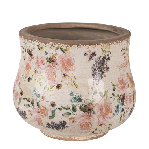 Ghiveci flori ceramica multicolora Roses 18x15 cm