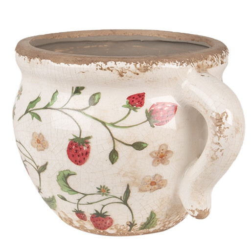 Ghiveci flori ceramica multicolora Capsuni 17x14x12 cm