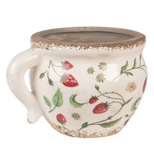 Ghiveci flori ceramica multicolora Capsuni 17x14x12 cm