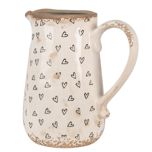 Carafa decorativa ceramica bej neagra Heart 16x12x18 cm