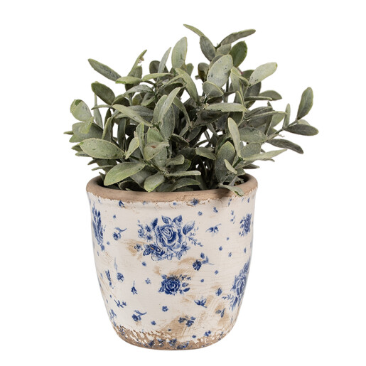 Ghiveci flori ceramica bej albastru Rose 13x12 cm