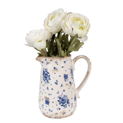 Carafa decorativa ceramica bej albastru Rose 16x12x18 cm