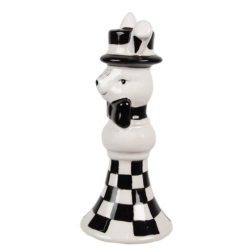 Set 2 sfesnice lumanari ceramica alba neagra Iepuras 7x17 cm