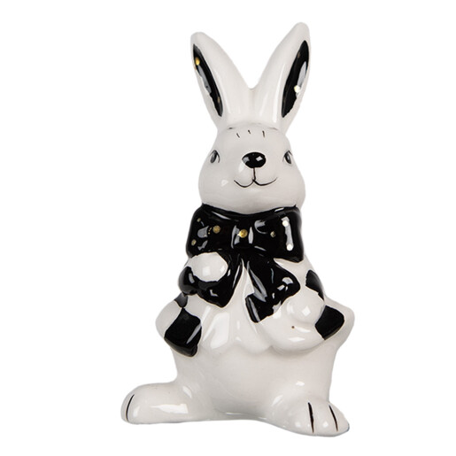 Figurina Iepuras Paste ceramica alba neagra 5x4x9 cm