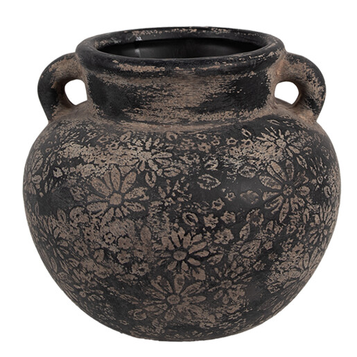 Ghiveci flori ceramica gri maro 16x14 cm