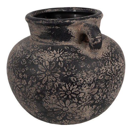 Ghiveci flori ceramica gri maro 16x14 cm