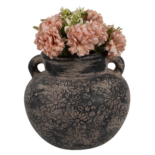 Ghiveci flori ceramica gri maro 16x14 cm