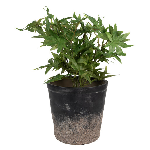 Ghiveci flori ceramica neagra maro 17x16 cm