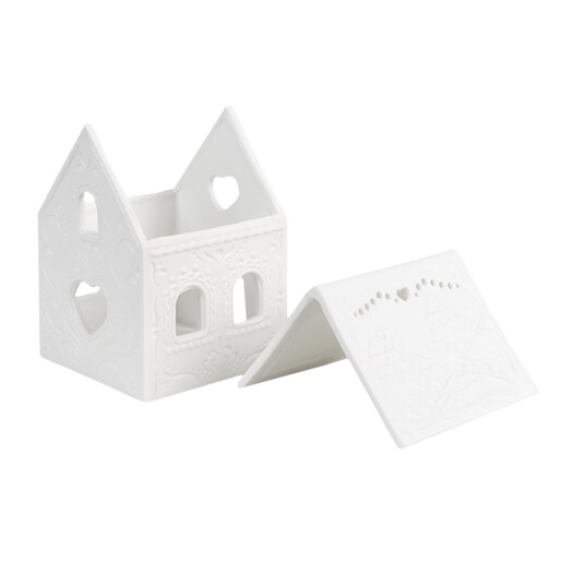 Candela Casuta portelan alb 7x8x9 cm
