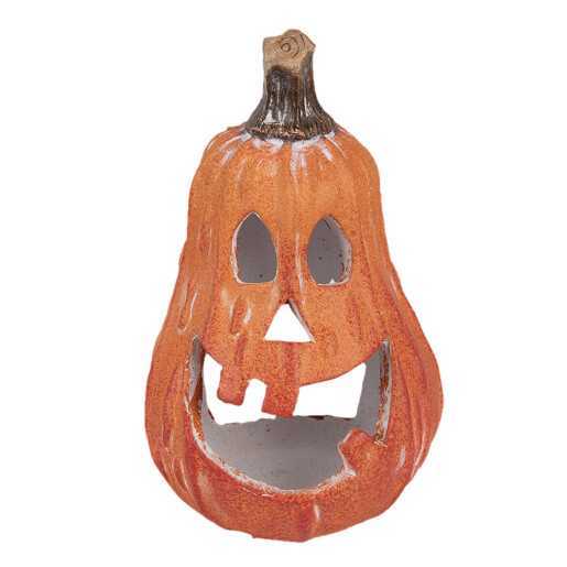 Dovleac decorativ ceramica portocalie 11x10x18 cm