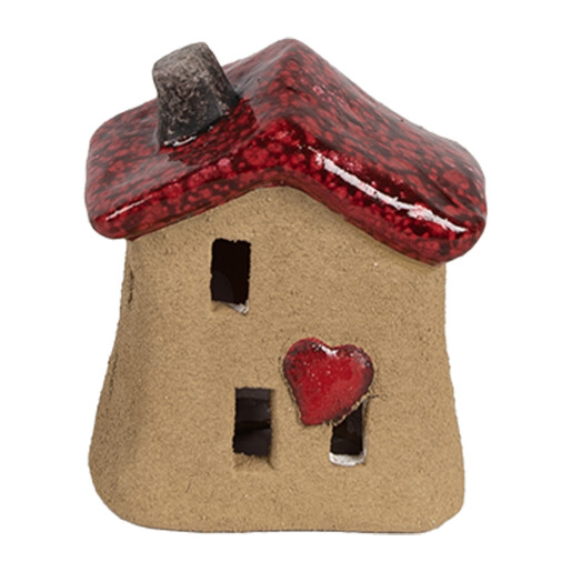 Casuta decorativa ceramica maro rosie 7x6x8 cm