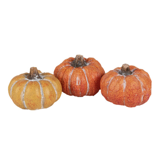 Set 3 Dovleci decorativi ceramica portocalie 18x7x4 cm