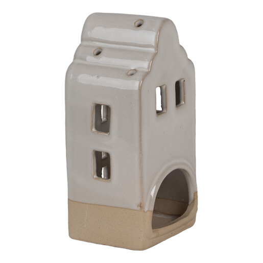 Suport lumanare Casuta ceramica bej 7x6x14 cm