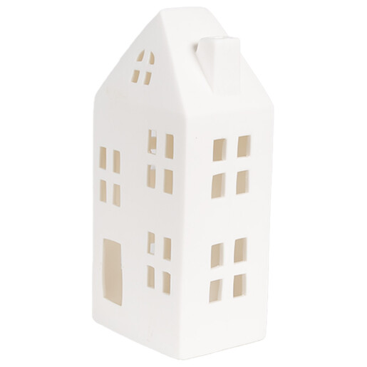 Casuta decorativa portelan alb cu led 7x6x15 cm
