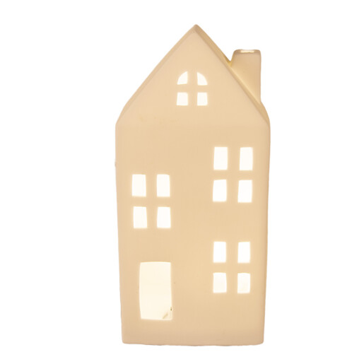 Casuta decorativa portelan alb cu led 7x6x15 cm