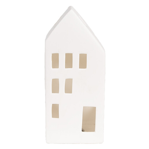 Casuta decorativa portelan alb led 7x6x15 cm