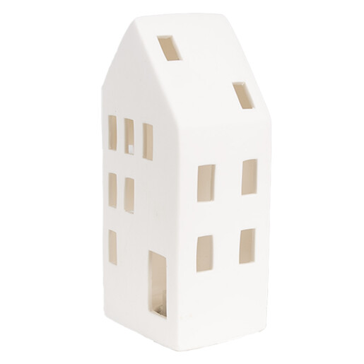 Casuta decorativa portelan alb led 7x6x15 cm