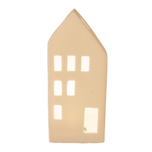 Casuta decorativa portelan alb led 7x6x15 cm