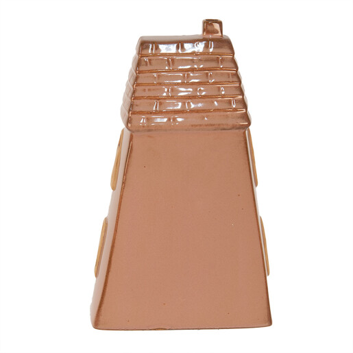 Casuta decorativa cu led portelan maro 10x6x16 cm
