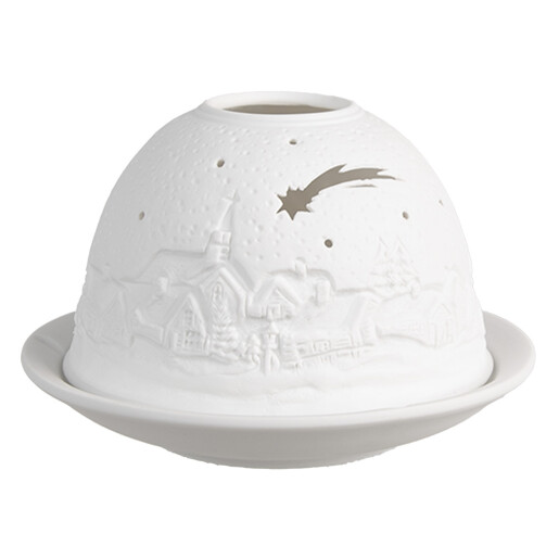 Suport lumanare decor Craciun portelan alb Ø 12x8 cm