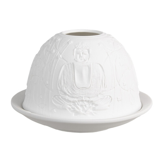 Candela alba portelan Buddha 12x8 cm