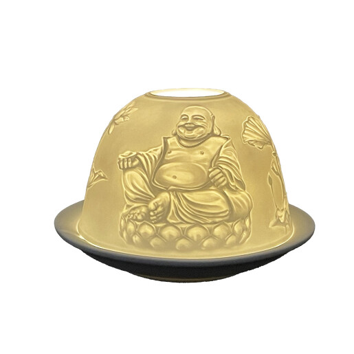 Candela portelan alb Buddha 12x8 cm