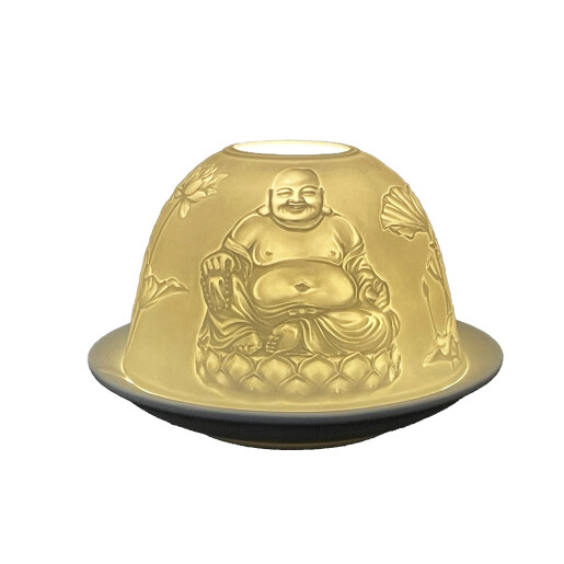 Candela portelan alb Buddha 12x8 cm