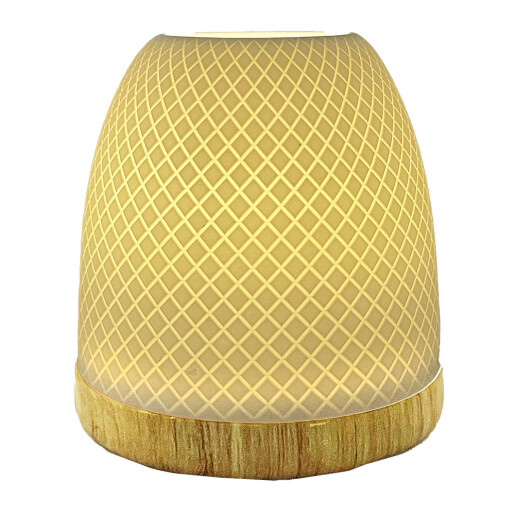 Candela lemn maro portelan alb 9x10 cm