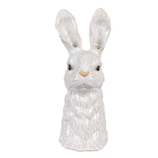 Figurina Iepuras ceramica alba maro 13x14x33 cm