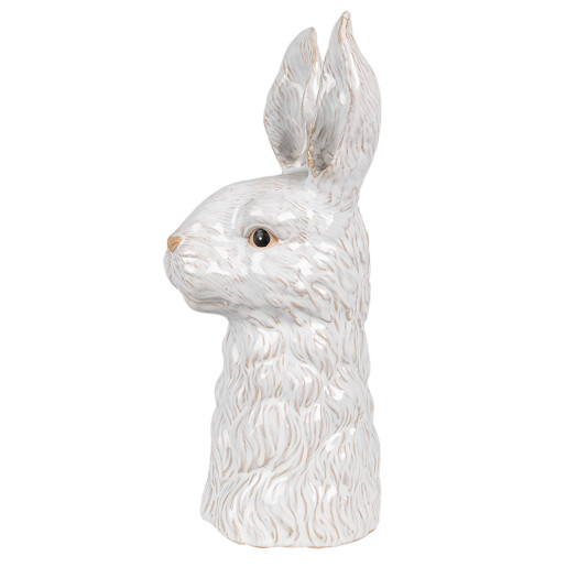 Figurina Iepuras ceramica alba maro 13x14x33 cm