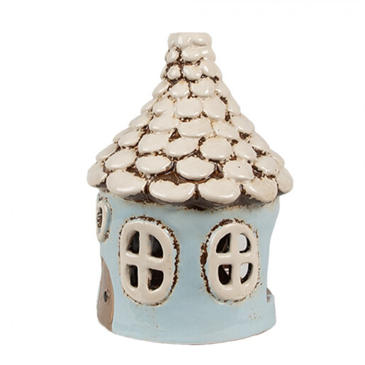 Candela Casuta ceramica albastra bej 11x15 cm