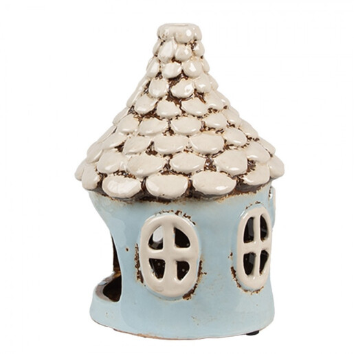 Candela Casuta ceramica albastra bej 11x15 cm